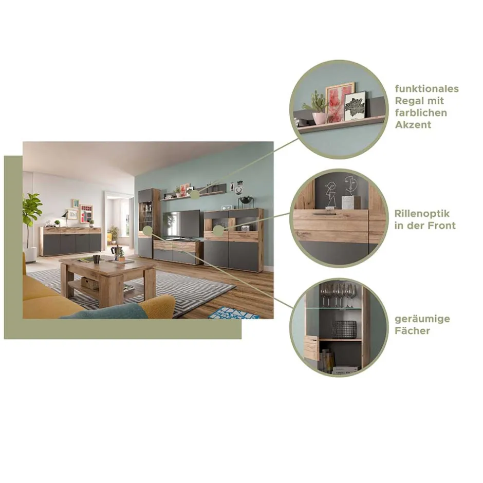 Pharao24 180 cm Wandboard Plestna> Wohnzimmerregale|Wandregale