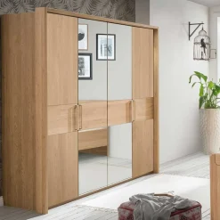 Pharao24 4 türiger Schlafzimmerschrank Veyfas> Massivholz Kleiderschränke|Drehtürenschränke