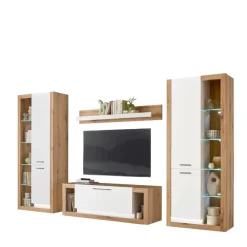 Moderne Wohnwände|Wohnwand 300 Cm*Pharao24 Anbauwand Asprecca