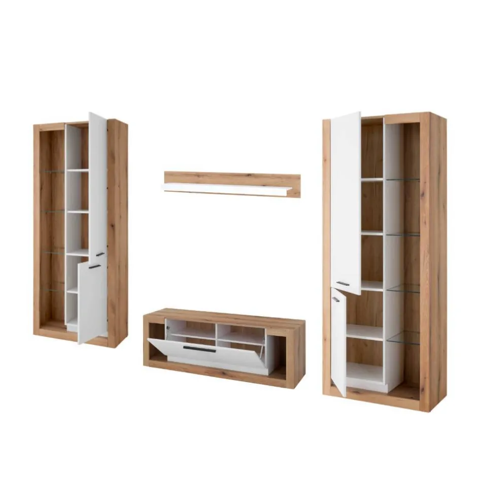 Moderne Wohnwände|Wohnwand 300 Cm*Pharao24 Anbauwand Asprecca