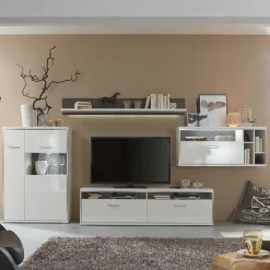 Moderne Wohnwände|Hochglanz Wohnwände*Pharao24 Anbauwand Lefaria