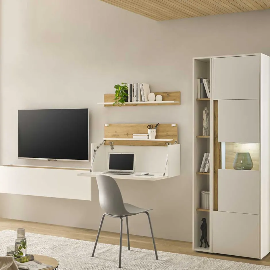 Moderne Wohnwände|Wohnwand 300 Cm*Pharao24 Anbauwand mit Homeoffice Rascian