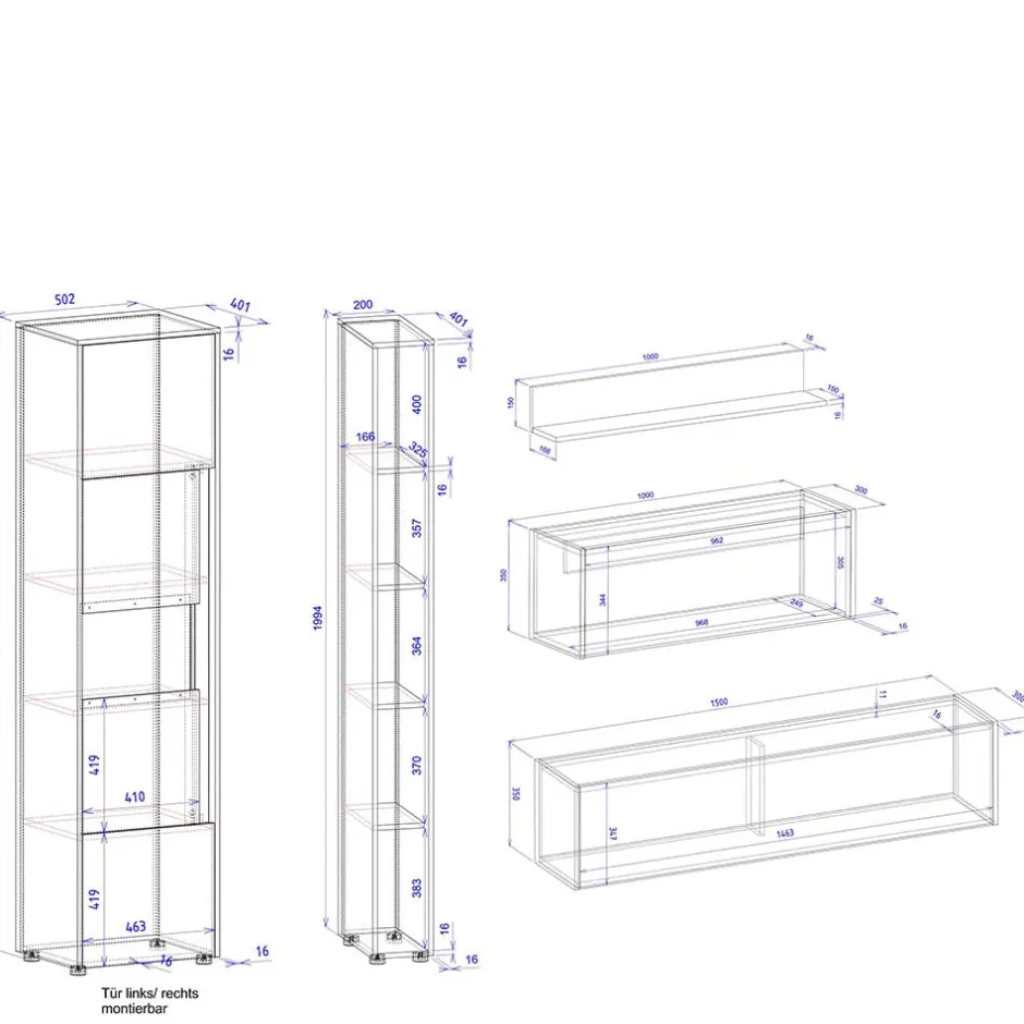 Moderne Wohnwände|Wohnwand 300 Cm*Pharao24 Anbauwand mit Homeoffice Rascian