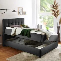 Funktionsbetten|Schubkastenbetten*Pharao24 Anthrazit Boxbett Ambrosso