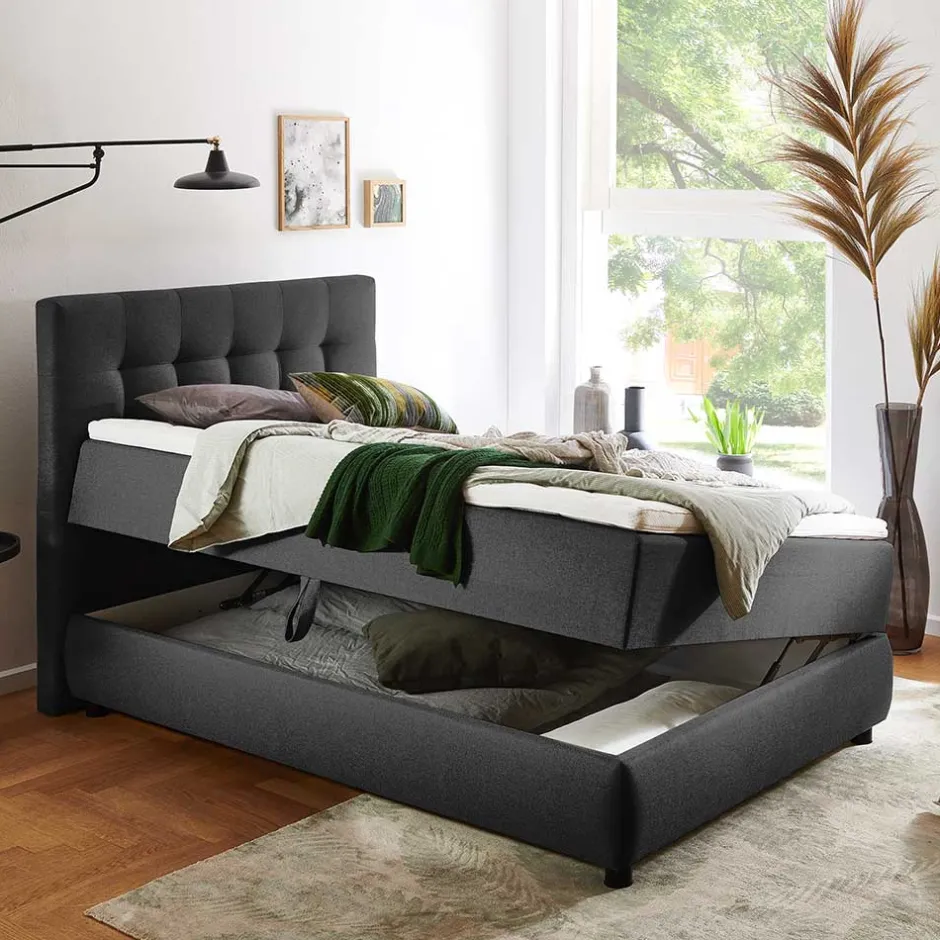 Funktionsbetten|Schubkastenbetten*Pharao24 Anthrazit Boxbett Ambrosso