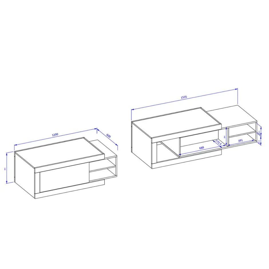 Pharao24 Ausziehbarer Couchtisch Prismo> Wohnzimmertisch|Couchtische