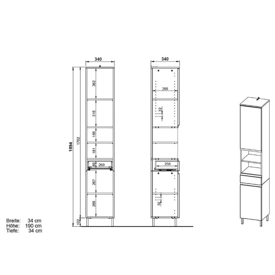 Pharao24 Bad Hochschrank Abiona> Badezimmerschränke|Bad Hochschränke