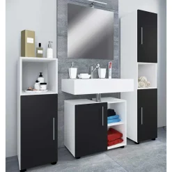 Badmöbel Sets*Pharao24 Bad Set Schwarz Weiß Litora