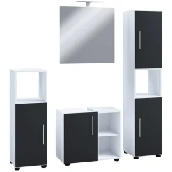 Badmöbel Sets*Pharao24 Bad Set Schwarz Weiß Litora