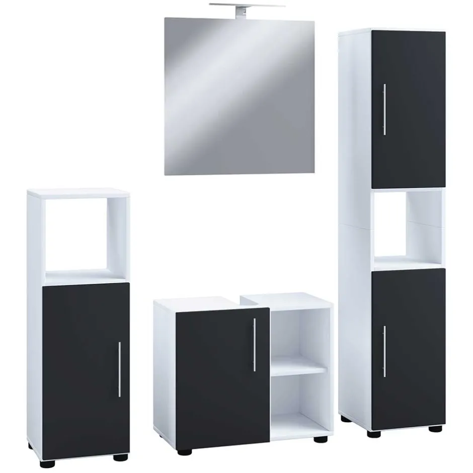 Badmöbel Sets*Pharao24 Bad Set Schwarz Weiß Litora