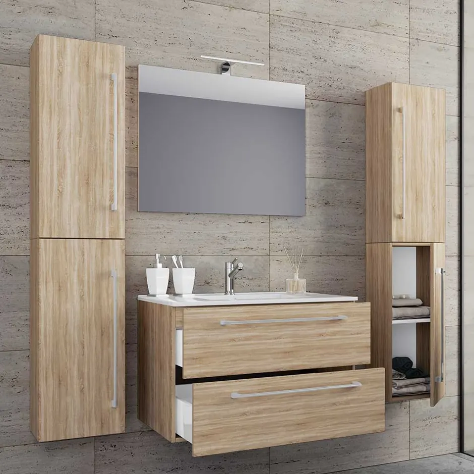 Pharao24 Bad Set 4teilig Sonoma Eiche Estranon> Badmöbel Sets