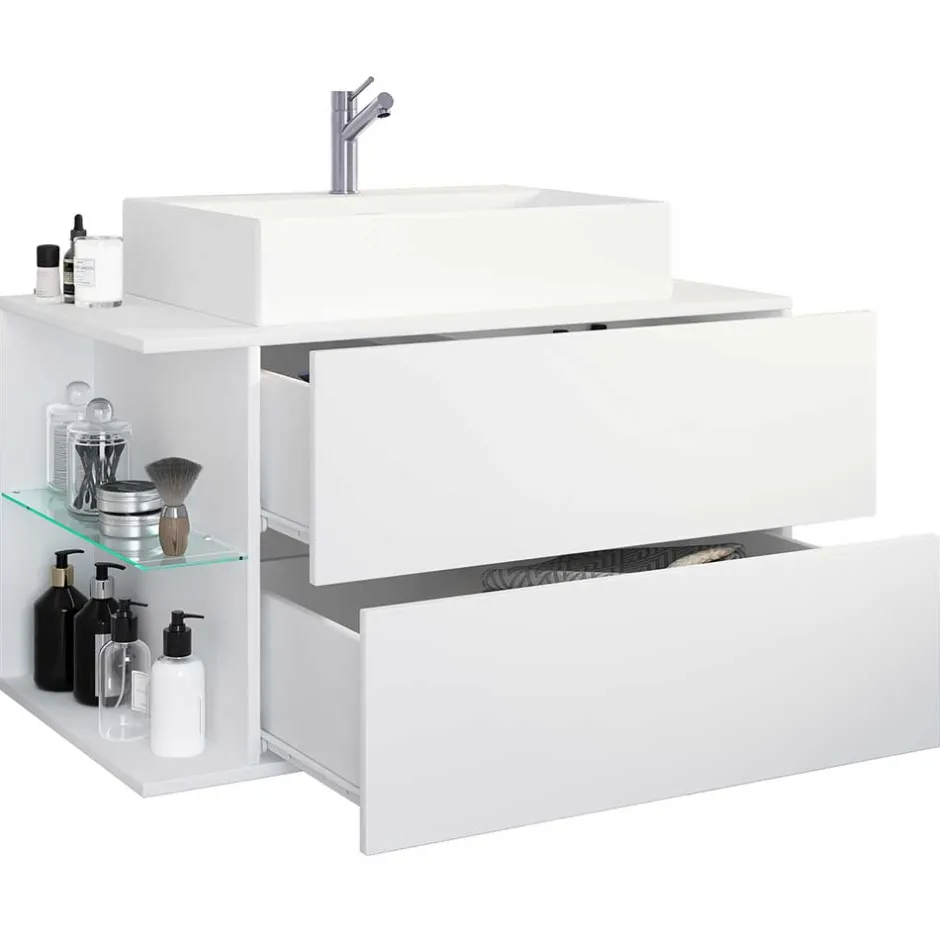 Pharao24 Bad Set weiß 4-teilig Pseidoca> Badmöbel Sets