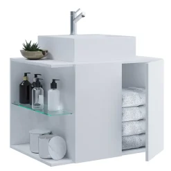 Pharao24 Badezimmer Schrank weiß Pseidoca> Waschbeckenunterschränke|Bad Unterschränke