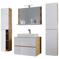 Pharao24 Badezimmereinrichtung zweifarbig Entradaro> Badmöbel Sets