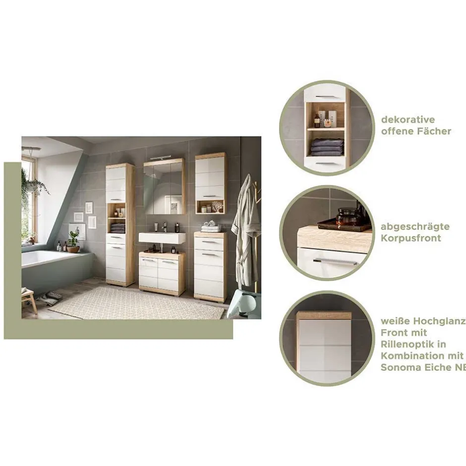 Pharao24 Badezimmerhochschrank Kwesina> Badezimmerschränke|Bad Hochschränke
