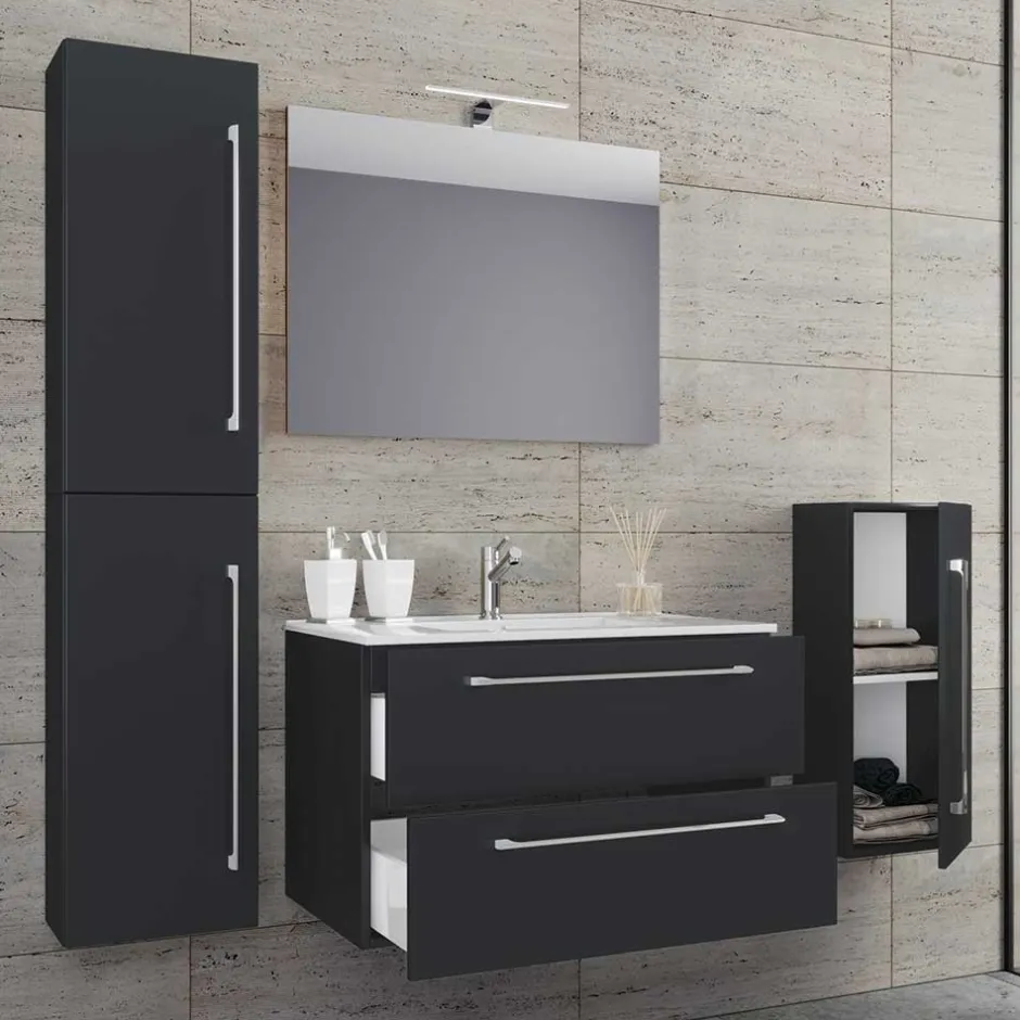 Pharao24 Badezimmermöbelset schwarz Bonsai> Badmöbel Sets