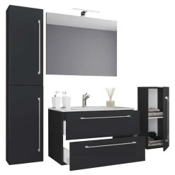 Pharao24 Badezimmerset in Schwarz Bonsai> Badmöbel Sets