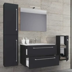 Pharao24 Badezimmerset in Schwarz Bonsai> Badmöbel Sets