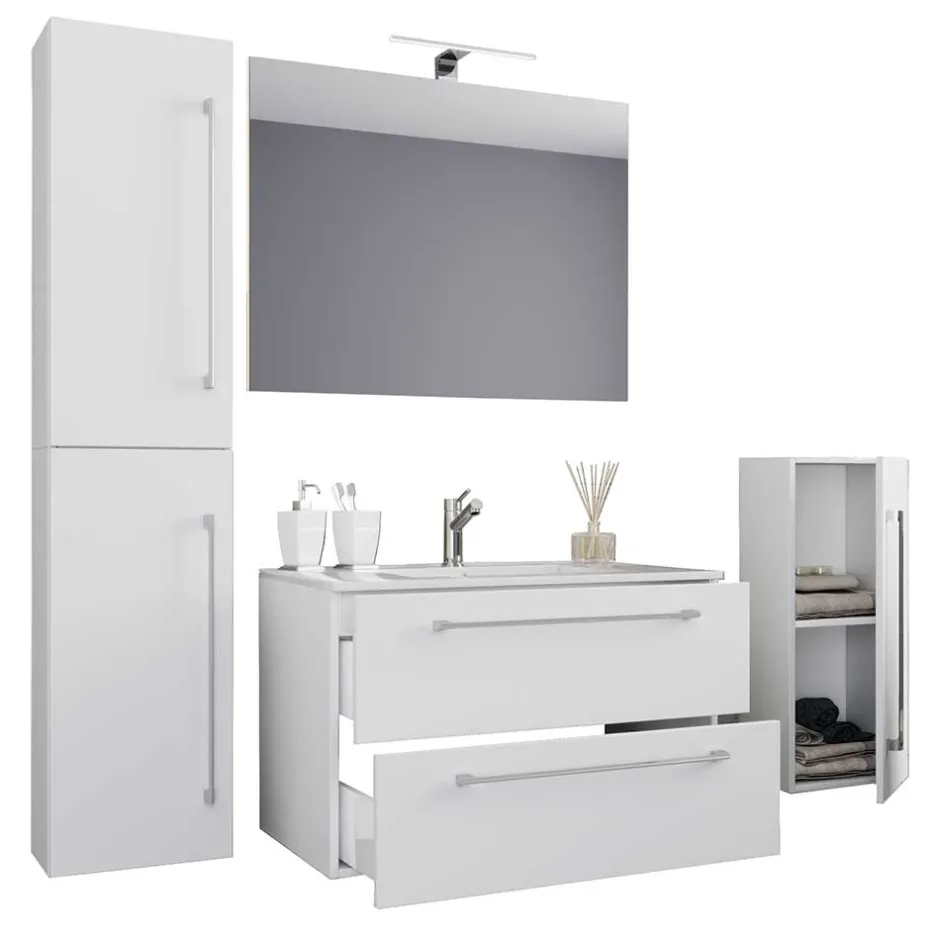 Badmöbel Sets*Pharao24 Badezimmerset in Weiß Selami