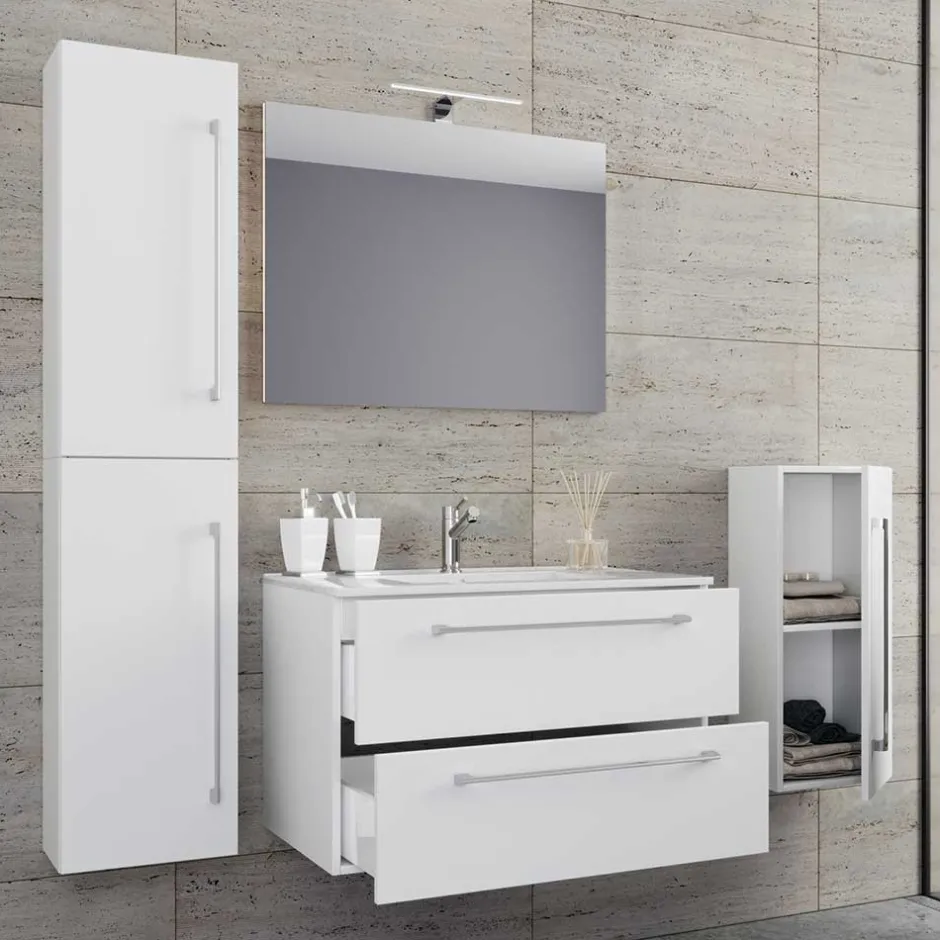 Badmöbel Sets*Pharao24 Badezimmerset in Weiß Selami