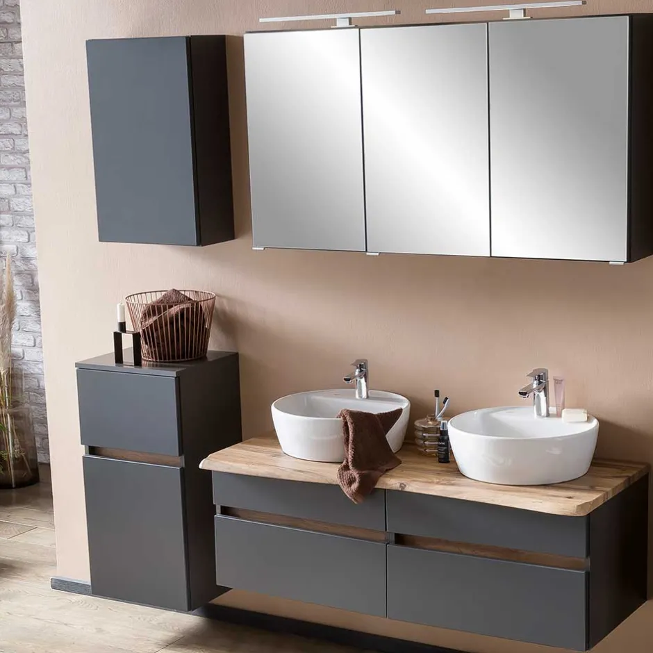 Pharao24 Badmöbel mit 2 Becken Pegruan> Badmöbel Sets