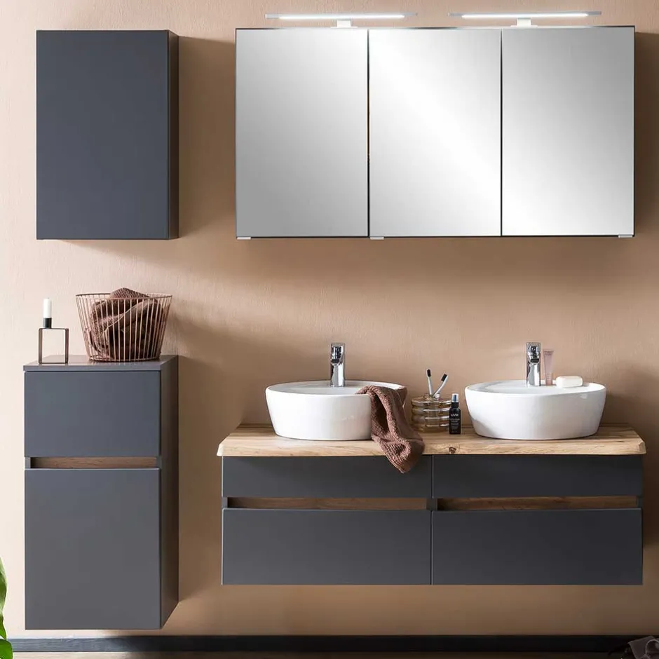 Pharao24 Badmöbel mit 2 Becken Pegruan> Badmöbel Sets