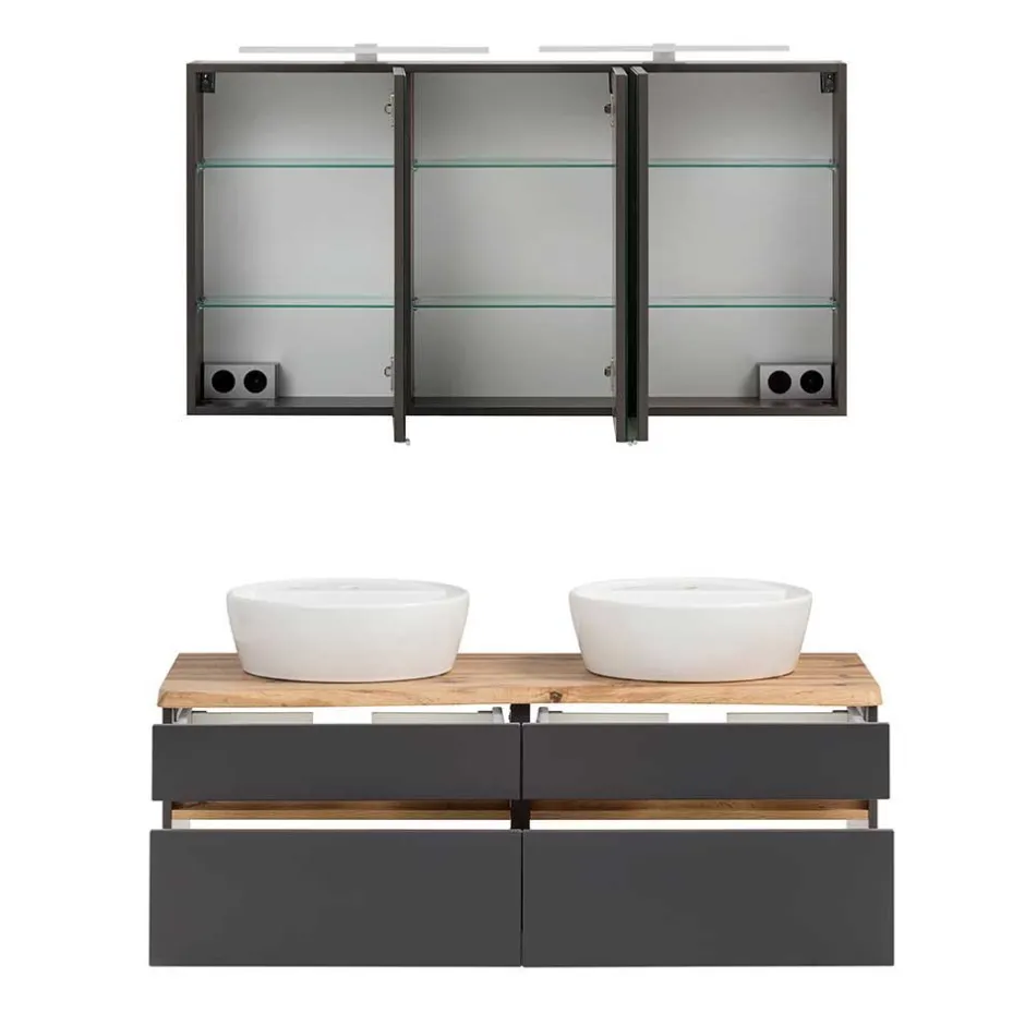 Pharao24 Badmöbel mit 2 Becken Pegruan> Badmöbel Sets