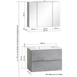 Badmöbel Sets*Pharao24 Badmöbel Set mit Waschbecken Lactona