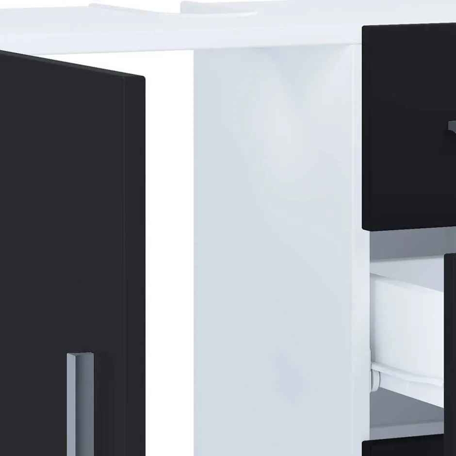 Pharao24 Badmöbel Set schwarz weiß Panales> Badmöbel Sets