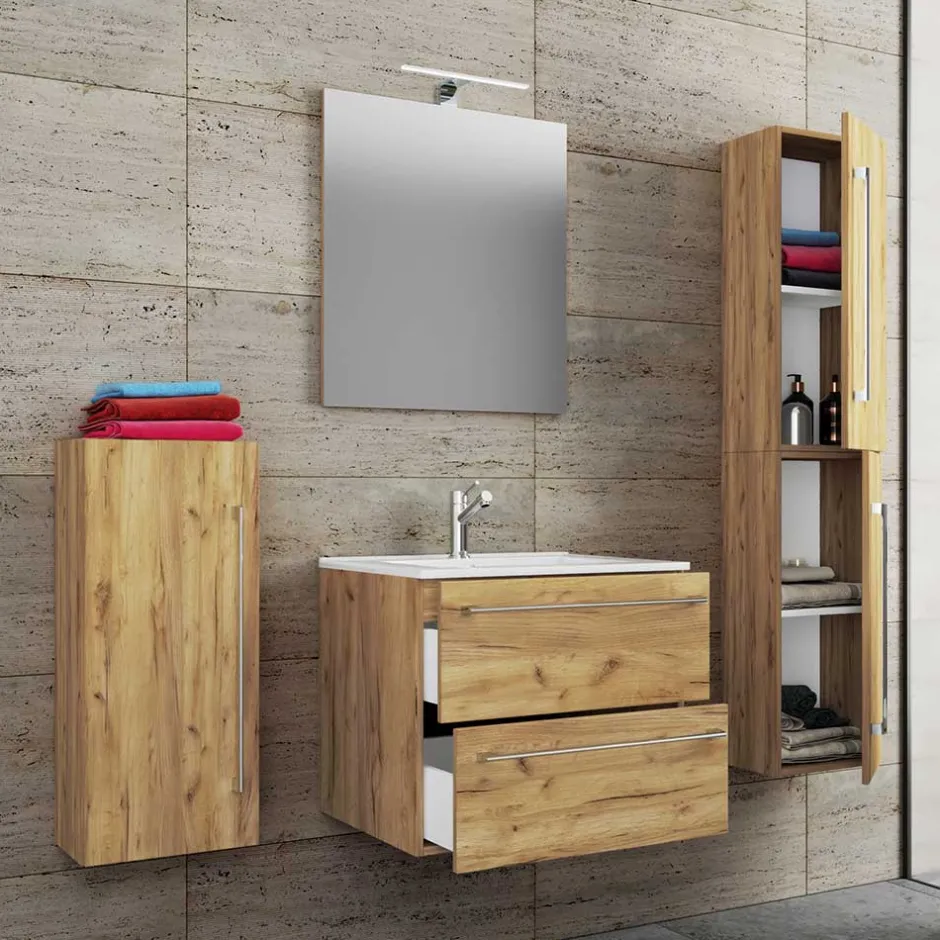 Pharao24 Badmöbel-Set Holzoptik Enlino> Badmöbel Sets