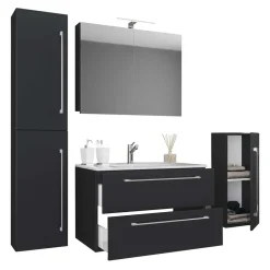 Badmöbel Sets*Pharao24 Badmöbel-Set schwarz Bonsai