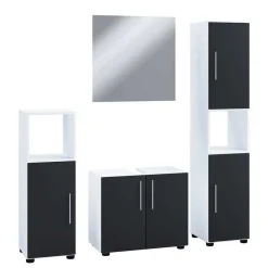 Pharao24 Badmöbelset schwarz weiß Litora> Badmöbel Sets