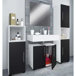 Pharao24 Badmöbelset schwarz weiß Litora> Badmöbel Sets