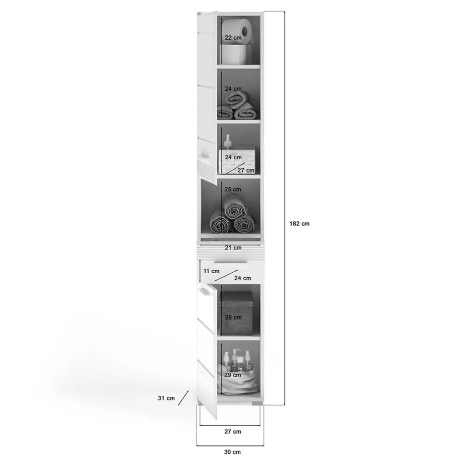 Pharao24 Badseitenschrank Alessia> Badezimmerschränke|Bad Hochschränke