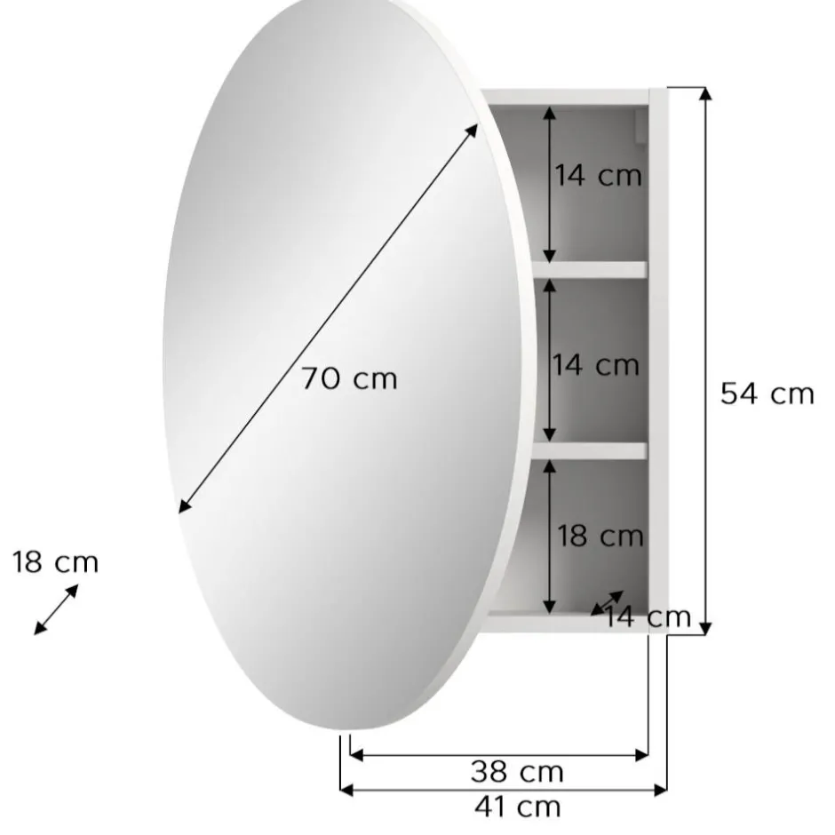 Pharao24 Badspiegelschrank rund Sismail> Spiegelschränke