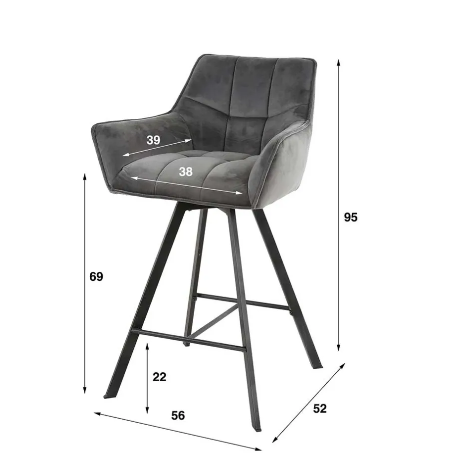 Pharao24 Barstuhl Samt Giralva> Barmöbel|Barhocker