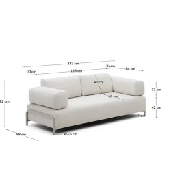 3 Sitzer Sofa*Pharao24 Beige Wohnzimmercouch Vivo