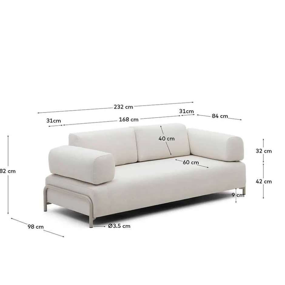 3 Sitzer Sofa*Pharao24 Beige Wohnzimmercouch Vivo