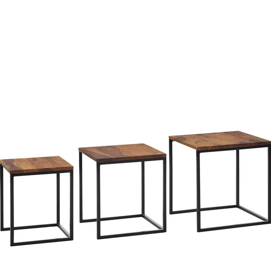 Wohnzimmertisch|Massivholztische*Pharao24 Beistelltisch 3er Set Rumion