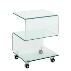 Wohnzimmertisch|Glastische*Pharao24 Beistelltisch mit Rollen Terryola