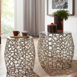 Wohnzimmertisch|Beistelltische*Pharao24 Beistelltisch Set Metall Curtis