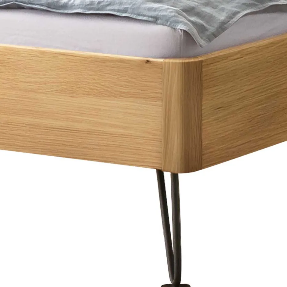 Pharao24 Bettgestell Eiche hell geölt Vovila> Doppelbetten|Massivholzbetten