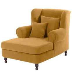 Pharao24 Bigsessel gelb Velours Sylvie> Ohrensessel