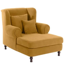 Pharao24 Bigsessel gelb Velours Sylvie> Ohrensessel