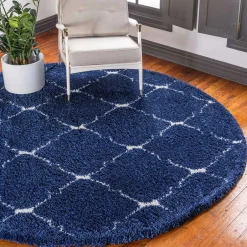 Pharao24 Blauer Langflor Teppich Russell><noscript><img width=