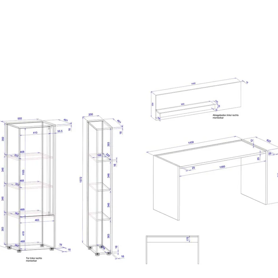 Pharao24 Büromöbelset 4teilig Rascian> Büromöbel Sets