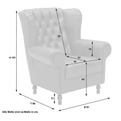 Polstermöbel|Wohnzimmer Sessel*Pharao24 Chesterfield Ohrenbackensessel Hambor