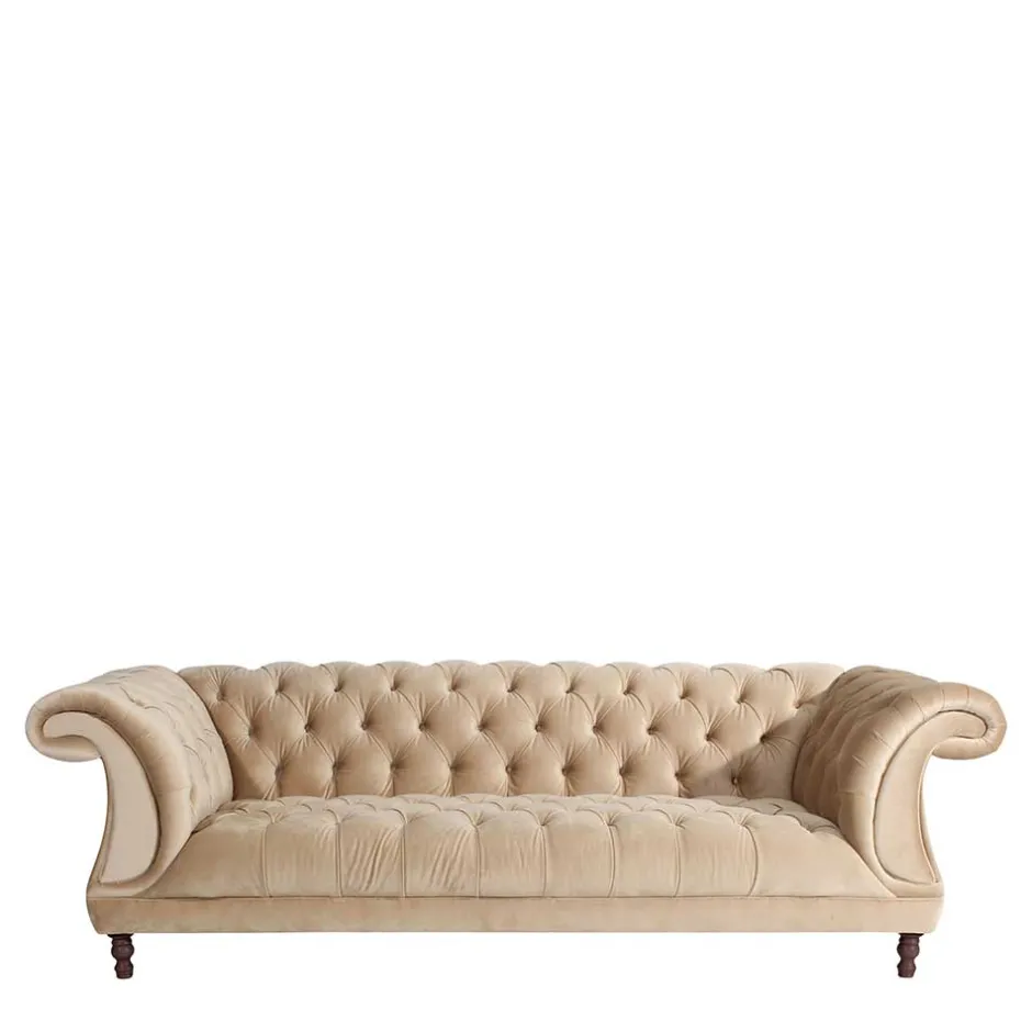 Wohnzimmercouch|3 Sitzer Sofa*Pharao24 Couch Samtvelours Beige Segin