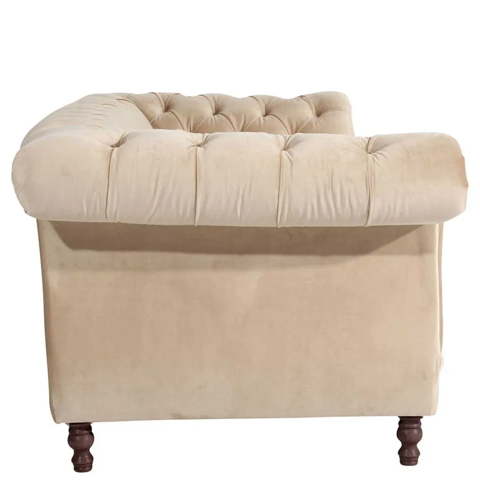 Wohnzimmercouch|3 Sitzer Sofa*Pharao24 Couch Samtvelours Beige Segin