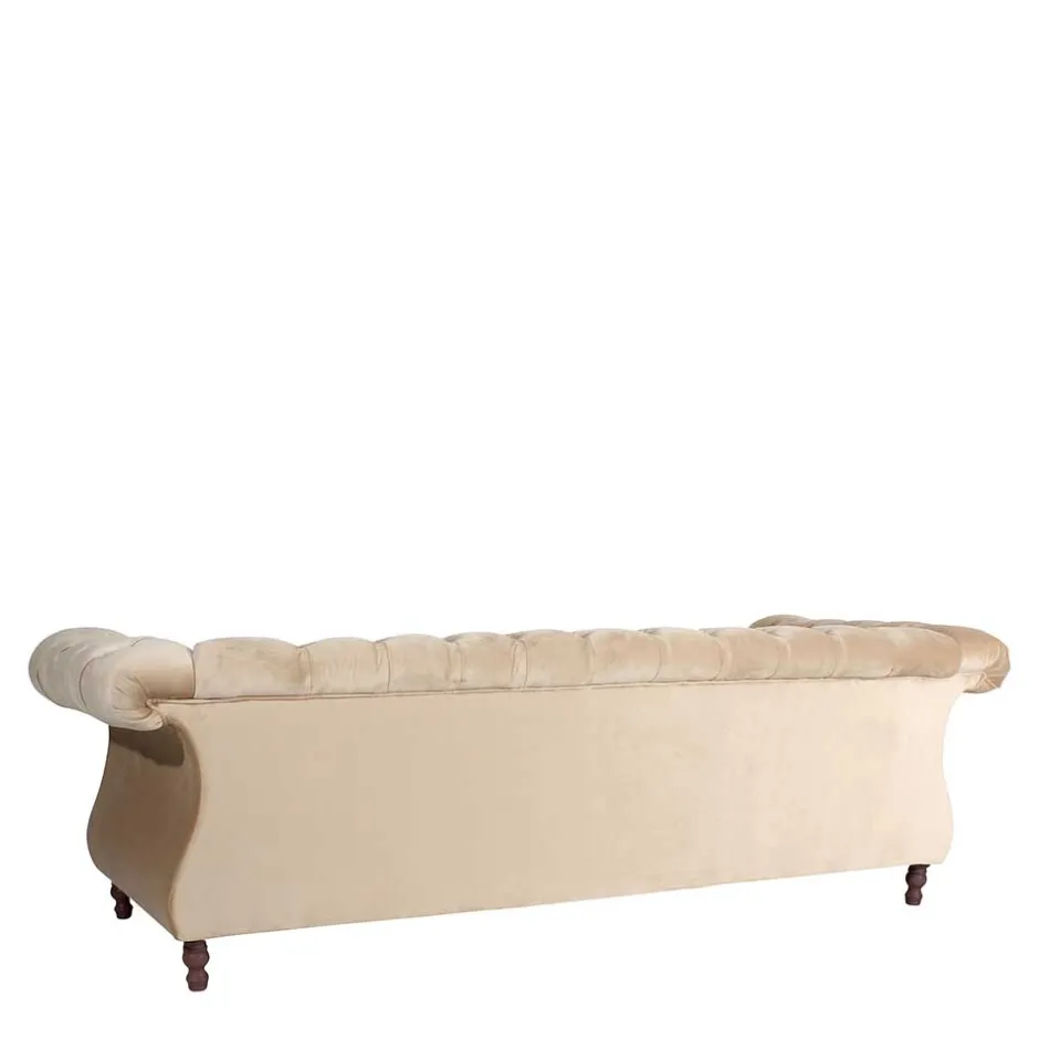Wohnzimmercouch|3 Sitzer Sofa*Pharao24 Couch Samtvelours Beige Segin